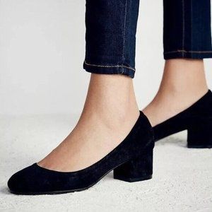 Jeffrey Campbell Bitsie Pump Womens Sz 7 Black Suede Leather Block Heel Shoe